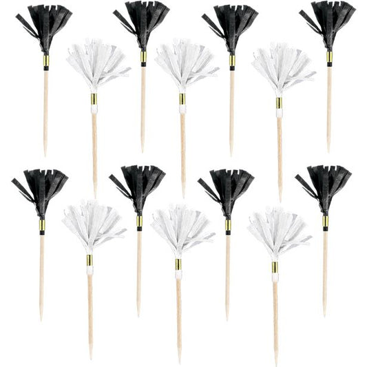 Black & Gold Fringe Food Pick (24pk)