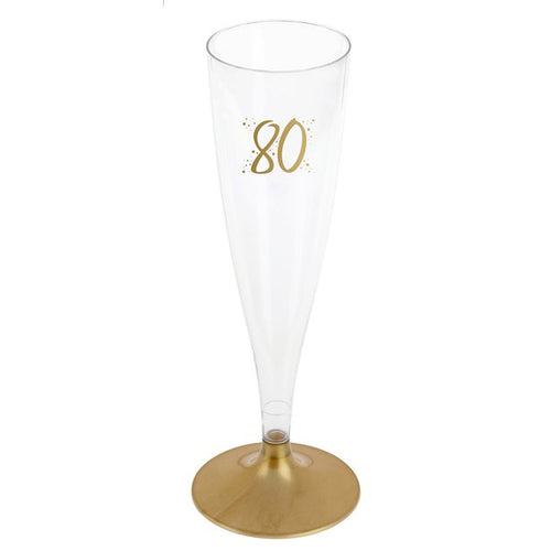 80th Gold Champagne Flutes - 140ml (6pk)