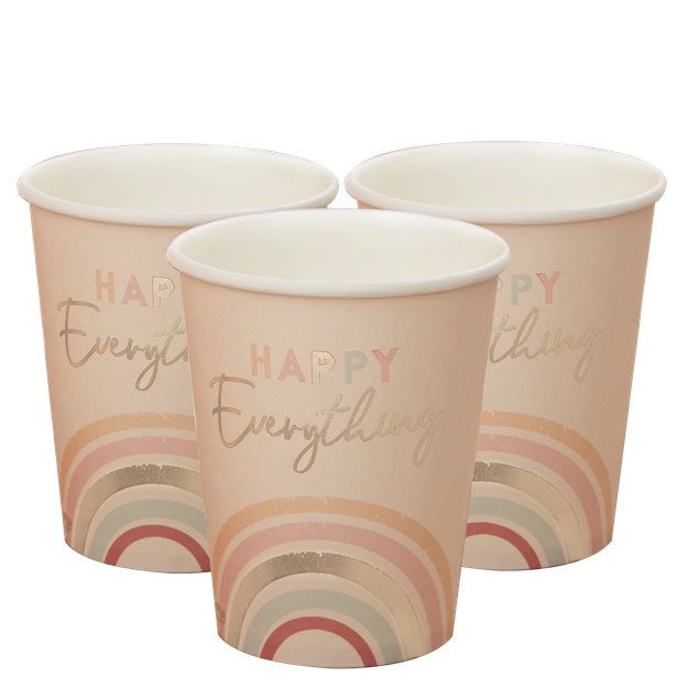 Happy Everything Natural Rainbow Birthday Party Cups (8pk) – product image 1