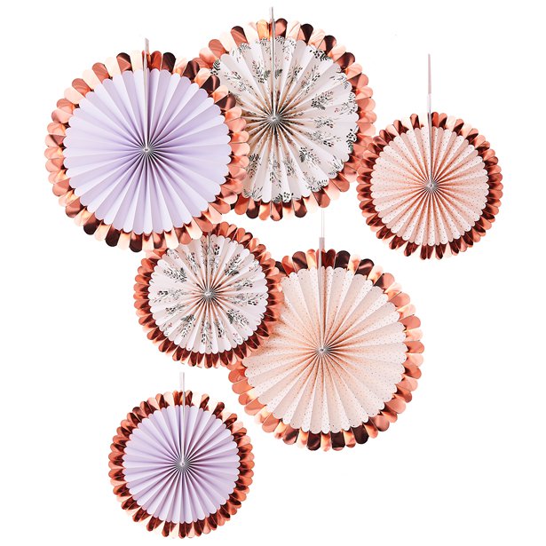 Rose Gold Floral Fan Decoration Kit (6pk) – product image 1