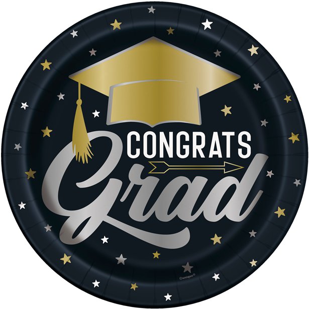 Stars & Caps Graduation Plates - 23cm (8pk)