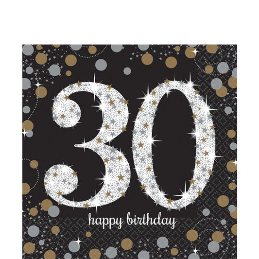 Sparkling Celebration 30th Birthday 2ply Paper Napkins - 33cm (16pk)