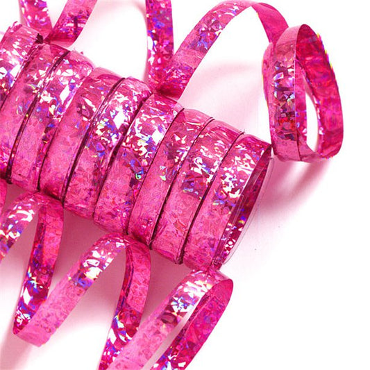 Hot Pink Holographic Streamers - 10 coils