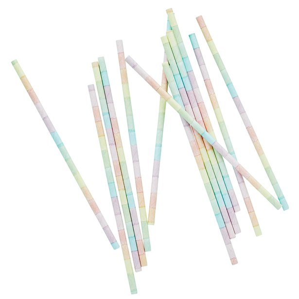 Eco Pastel Rainbow Paper Straws (20pk)