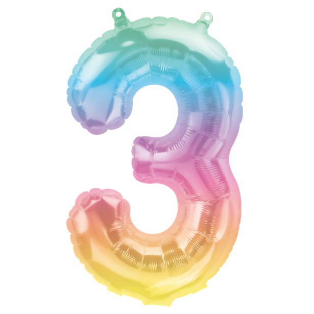 Pastel Ombre Number Balloons - 16" Air Fill – number 3 – product image 5