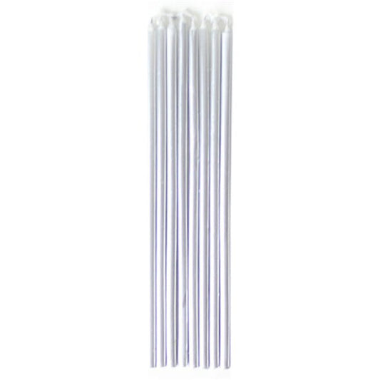 Silver Tall Candles - 16cm (10pk)
