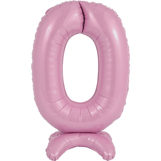 Pastel Pink Standing Number Balloons - 25" Air Fill – number 0 – product image 2