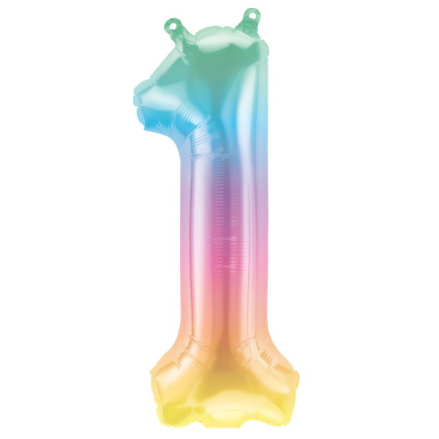 Pastel Ombre Number Balloons - 16" Air Fill – number 1 – product image 3