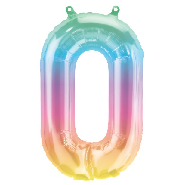 Pastel Ombre Number Balloons - 16" Air Fill – number 0 – product image 2