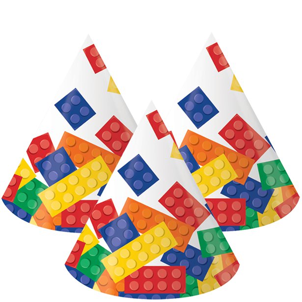 Block Party Children's Cone Paper Hats - 15cm (8pk)