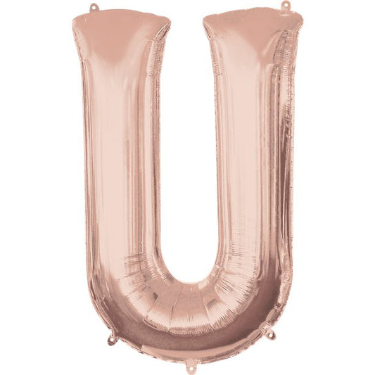 Rose Gold Letter U Balloon - 34 Foil