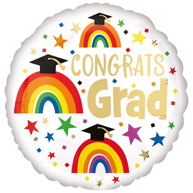 Graduation Rainbow Foil Balloon - 18"