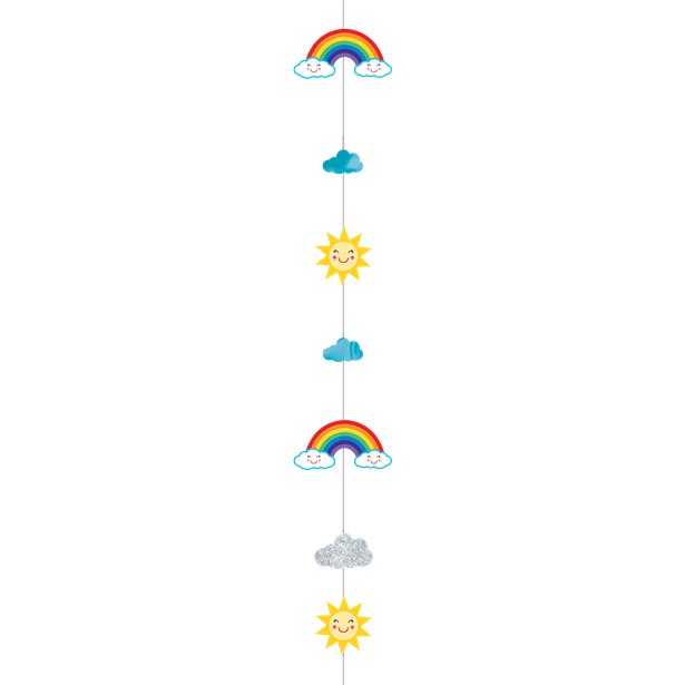 Rainbow & Clouds Glitter Paper Balloon Tail - 1.8m – product image 1