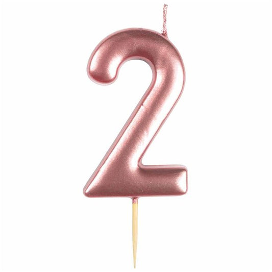 Number 2 Rose Gold Candle
