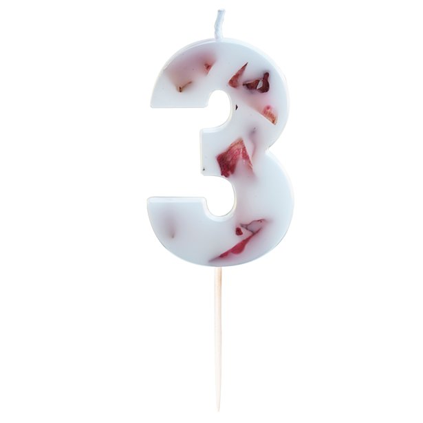 Pressed Petal Number 3 Candle - 9cm – product image 1