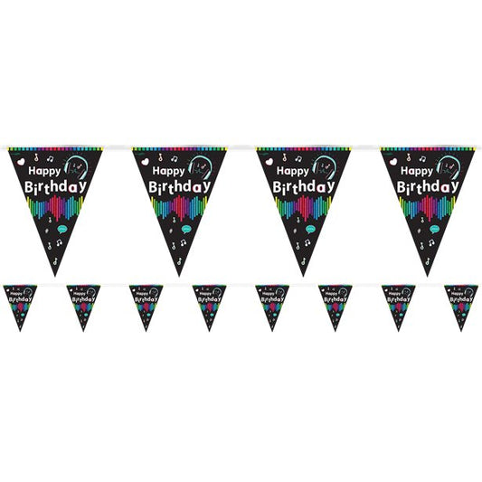 Holographic Music Happy Birthday Bunting - 3.9m