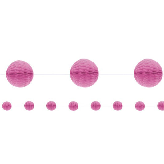 Hot Pink Honeycomb Garland Decoration - 2.1m