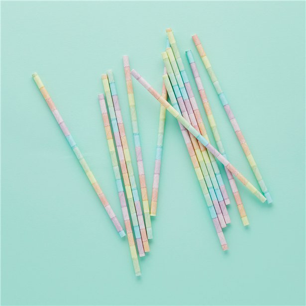 Eco Pastel Rainbow Paper Straws (20pk)
