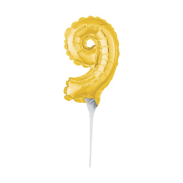 Air-Filled Gold Balloon Number 9 Cake Topper - 15cm – product image 1