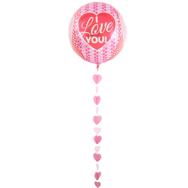 Pink Paper Heart Balloon Tail - 1.2m