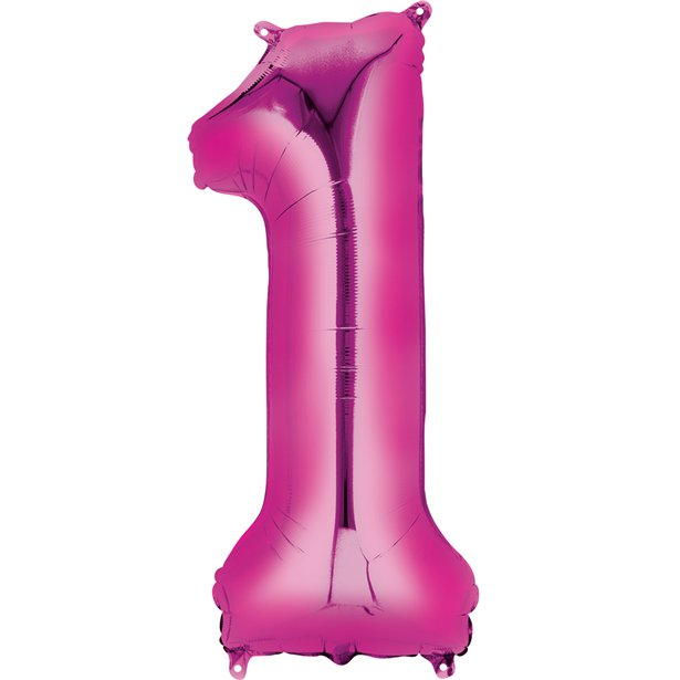 Pink Number 1 Air Filled Balloon - 16" Foil