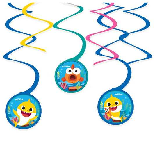 Baby Shark Hanging Swirl Decorations (6pk)
