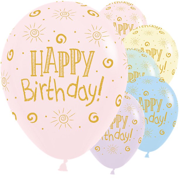 Happy Birthday Pastel Assorted Balloons - 12" Latex (25pk) – product image 1