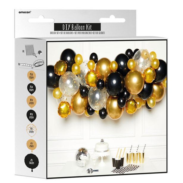 Gold & Black Balloon Arch Garland - 66 Balloons – product image 2