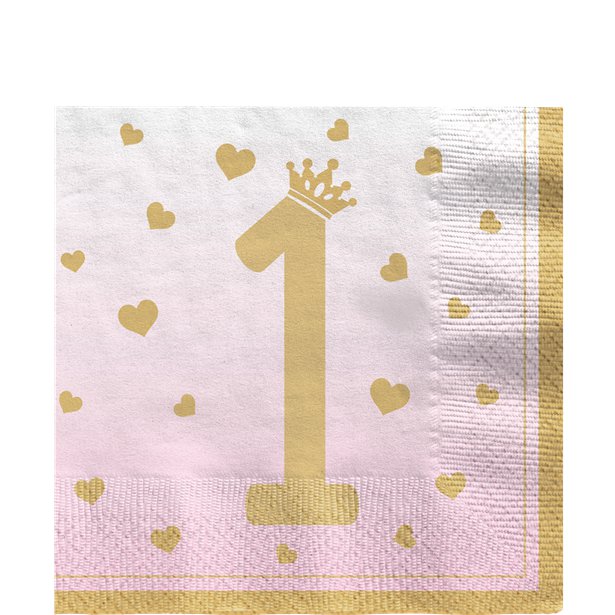 1st Birthday Pink Paper Napkins - 33cm (16pk) – product image 1