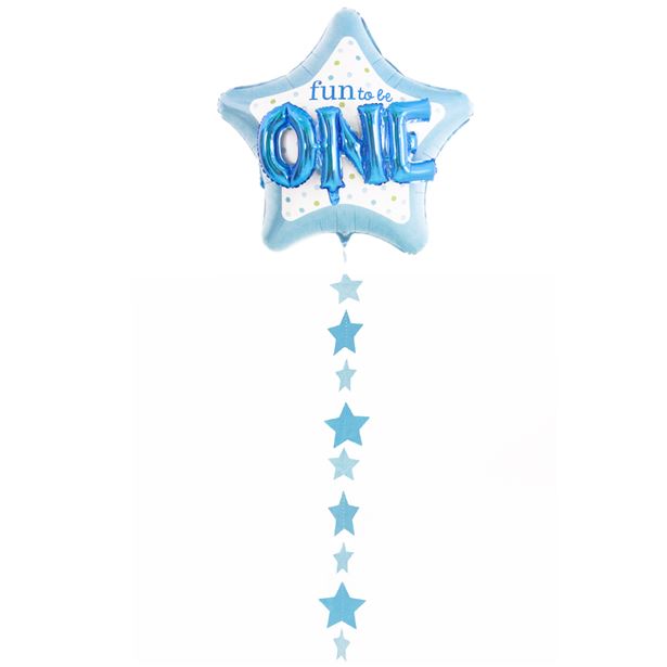 Blue Paper Stars Balloon Tail - 1.2m