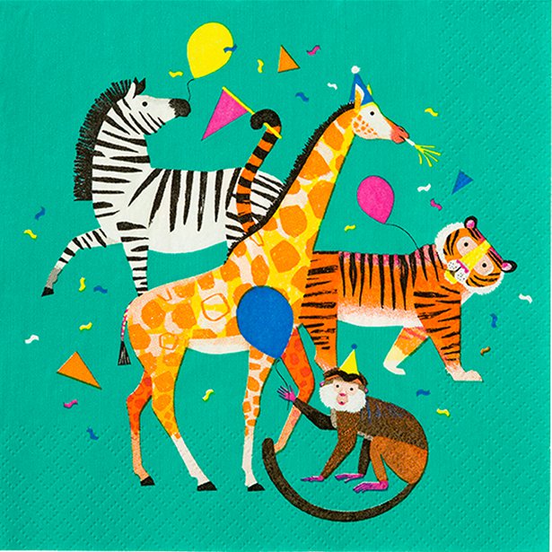 Party Animals Paper Napkins - 33cm (20pk)