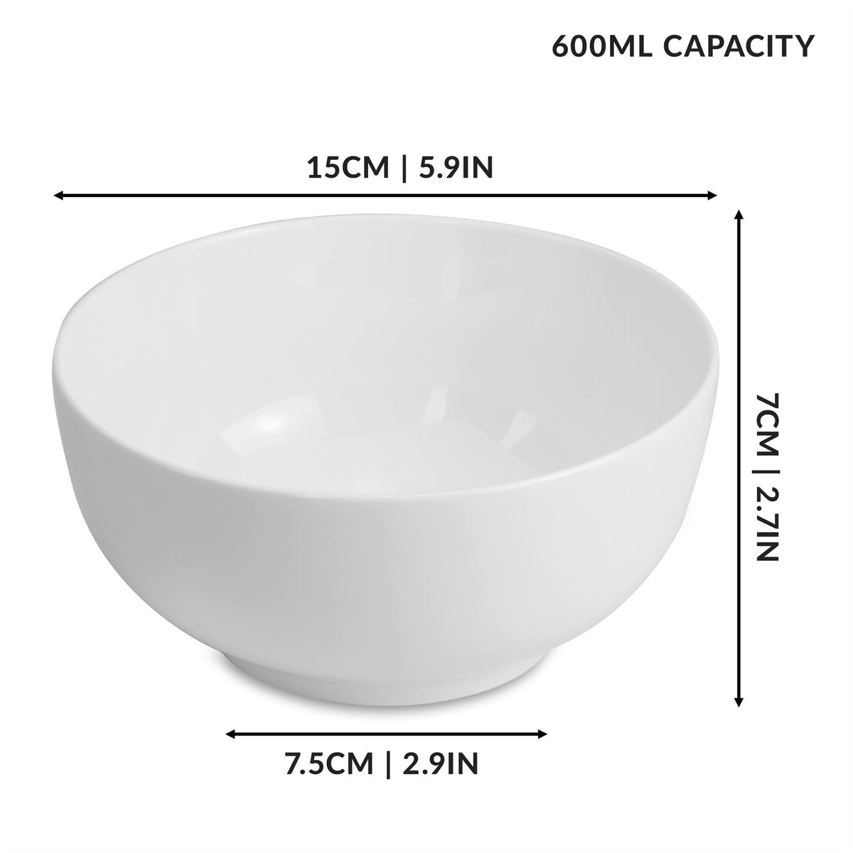 Porcelain Bowls 600ml - Set of 4 | M&W	