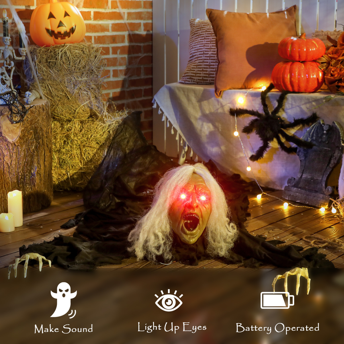 Outsunny 183 cm Life Size Scary Halloween Decorations, Battery Operated – product image 5
