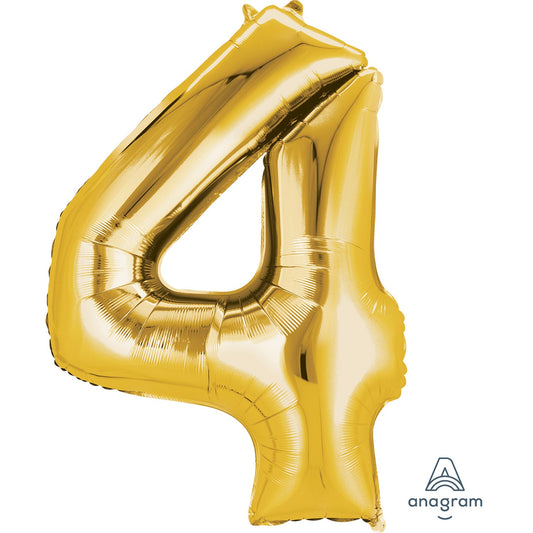 Gold Number 4 Foil Balloon - 34"