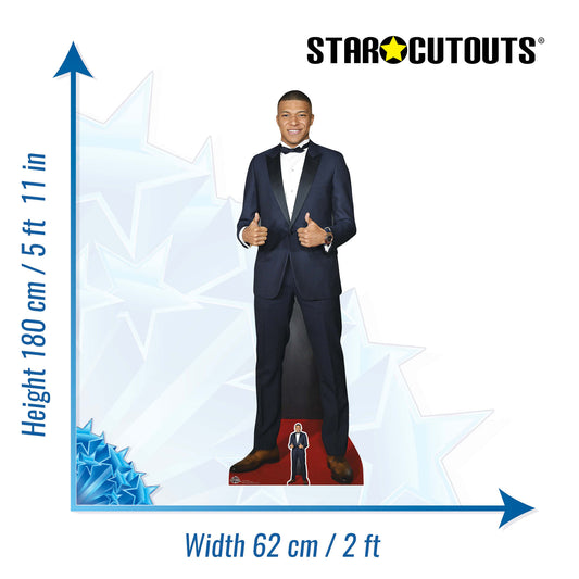 CS788 Kylian Mbappé Thumbs Up Footballer World Cup 2026 Height 180cm Lifesize Cardboard Cut Out With Mini