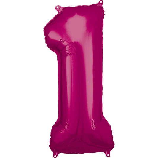 Hot Pink Number 1 Foil Balloon - 34"