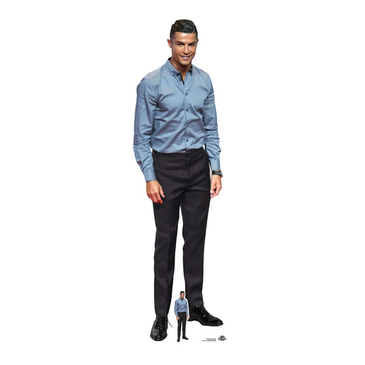 CS1138 Cristiano Ronaldo Blue Shirt Footballer World Cup 2026 Height 188cm Lifesize Cardboard Cut Out With Mini