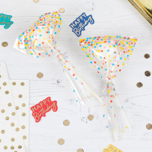 Clear Multicoloured Spot Lollipop Bags