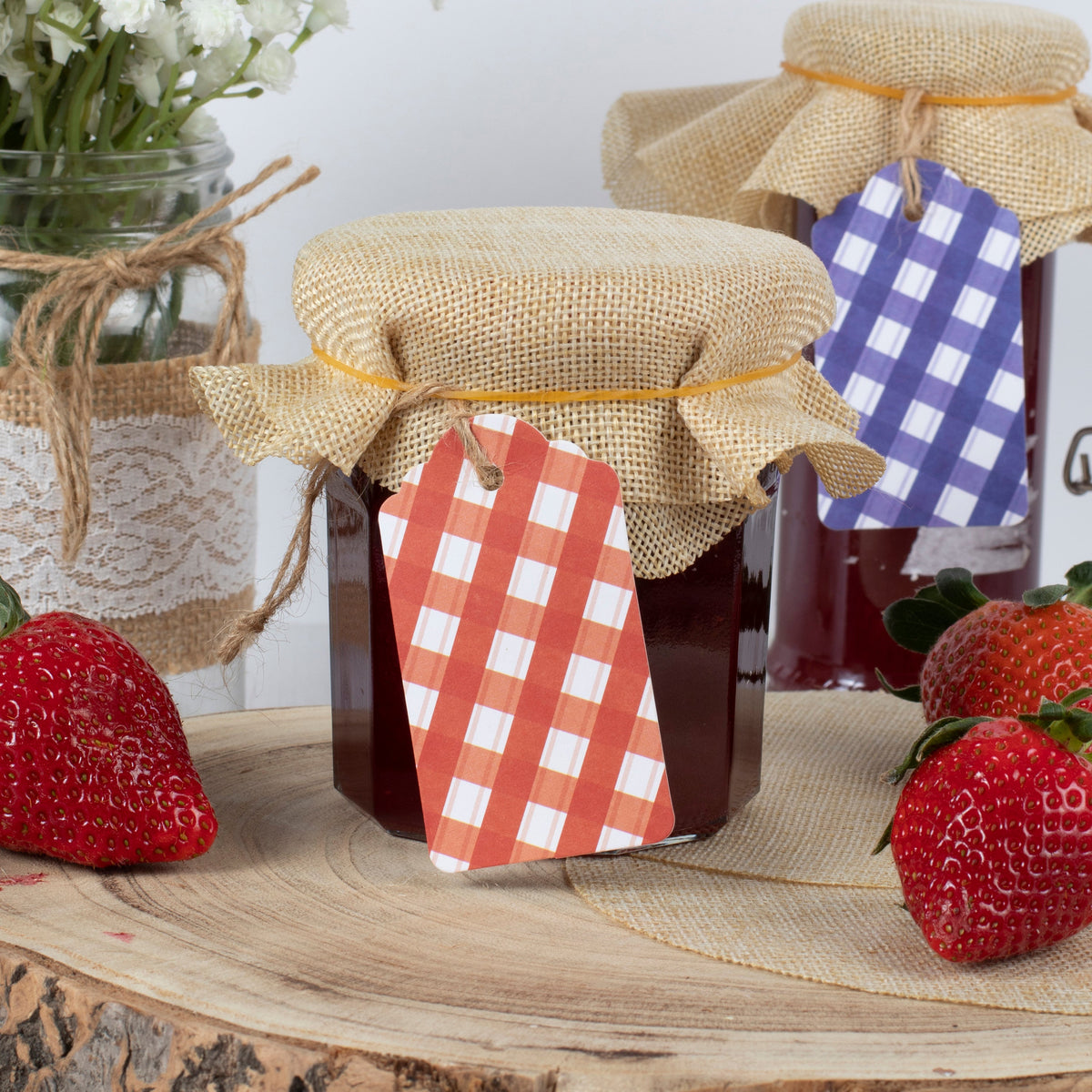 Gingham Jam Jar Gift Labels
