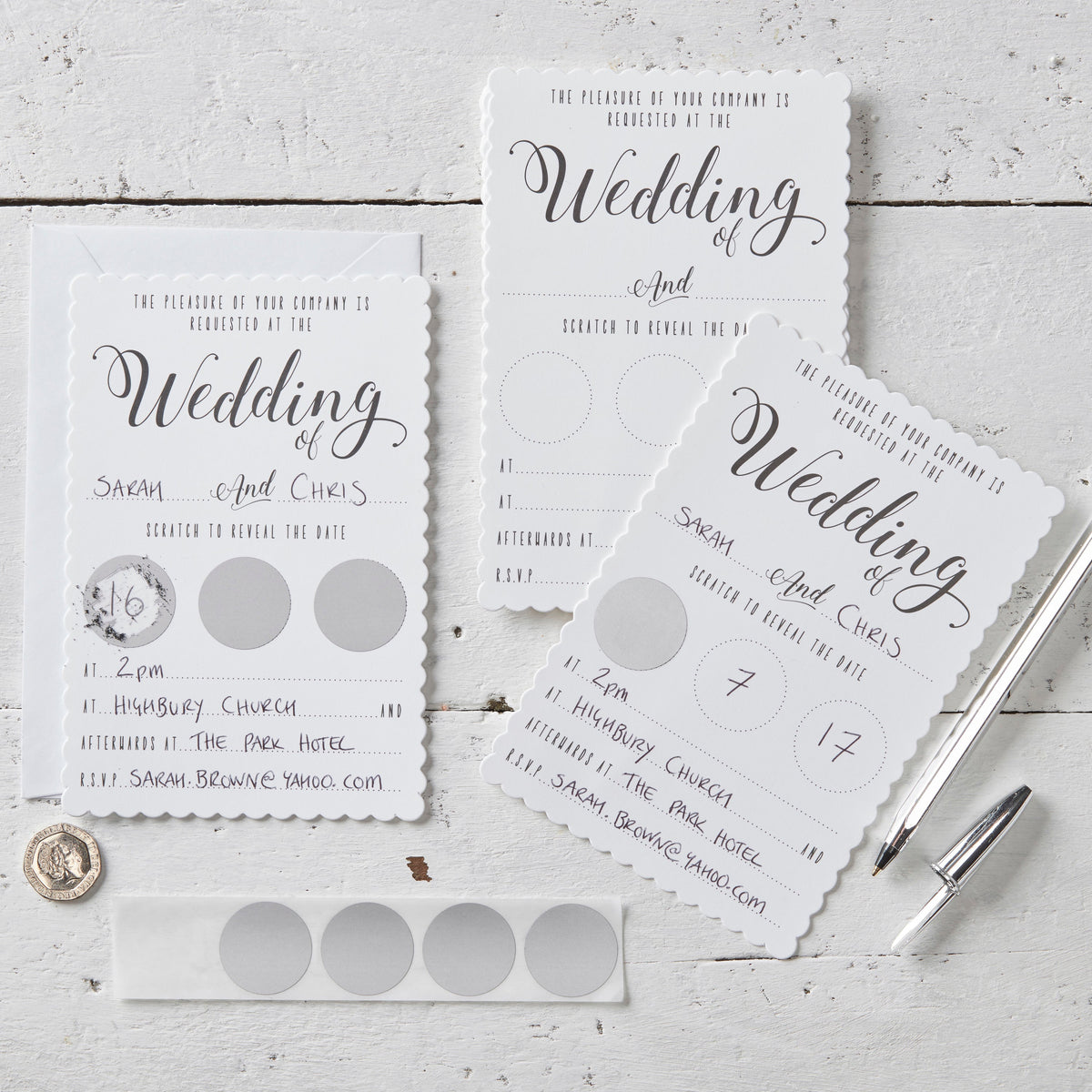 White Scratch The Date Wedding invitations - Scratch & Reveal