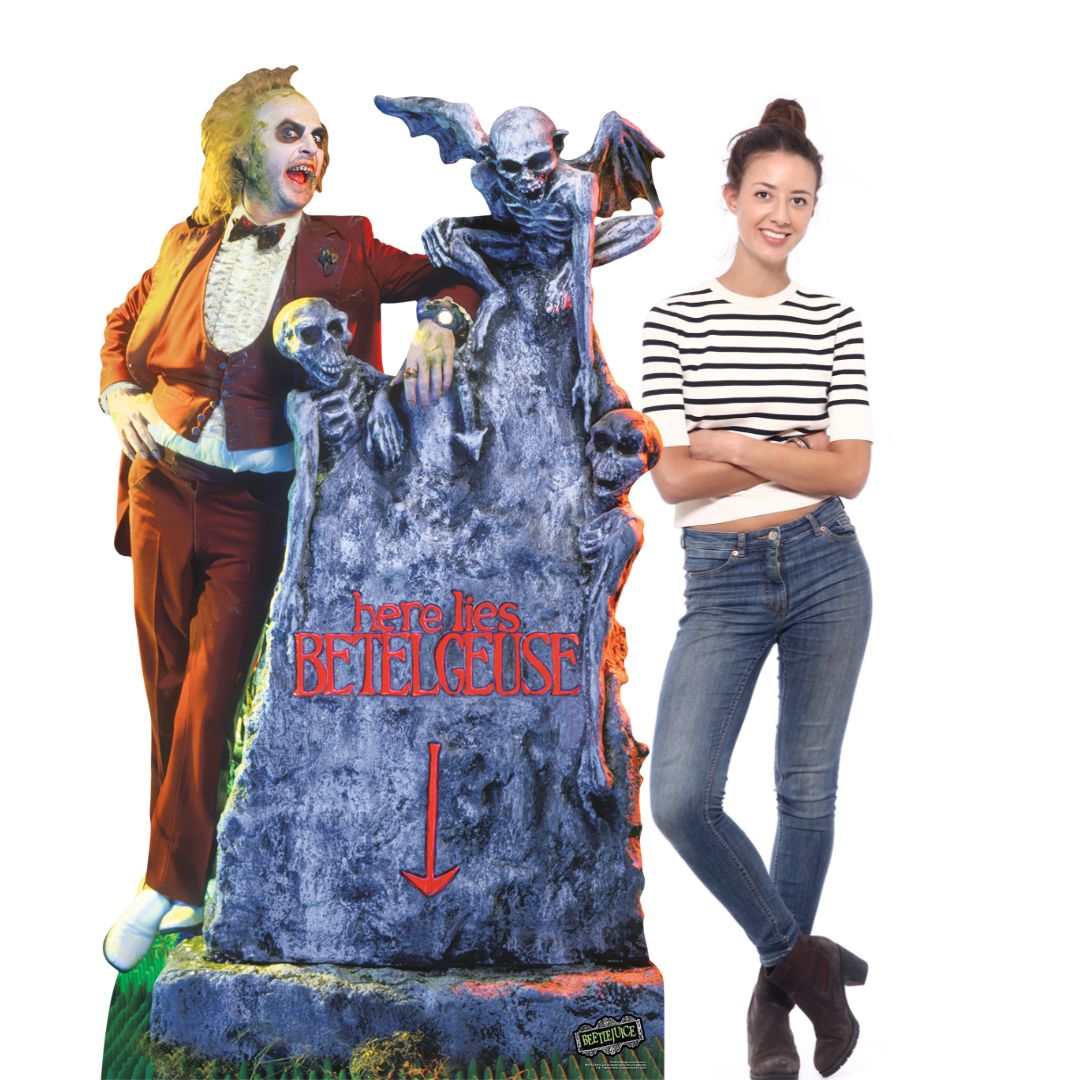 SC4512 Beetlejuice Michael Keaton with Tombstone Cardboard Cut Out Height 182.00cm – product image 1