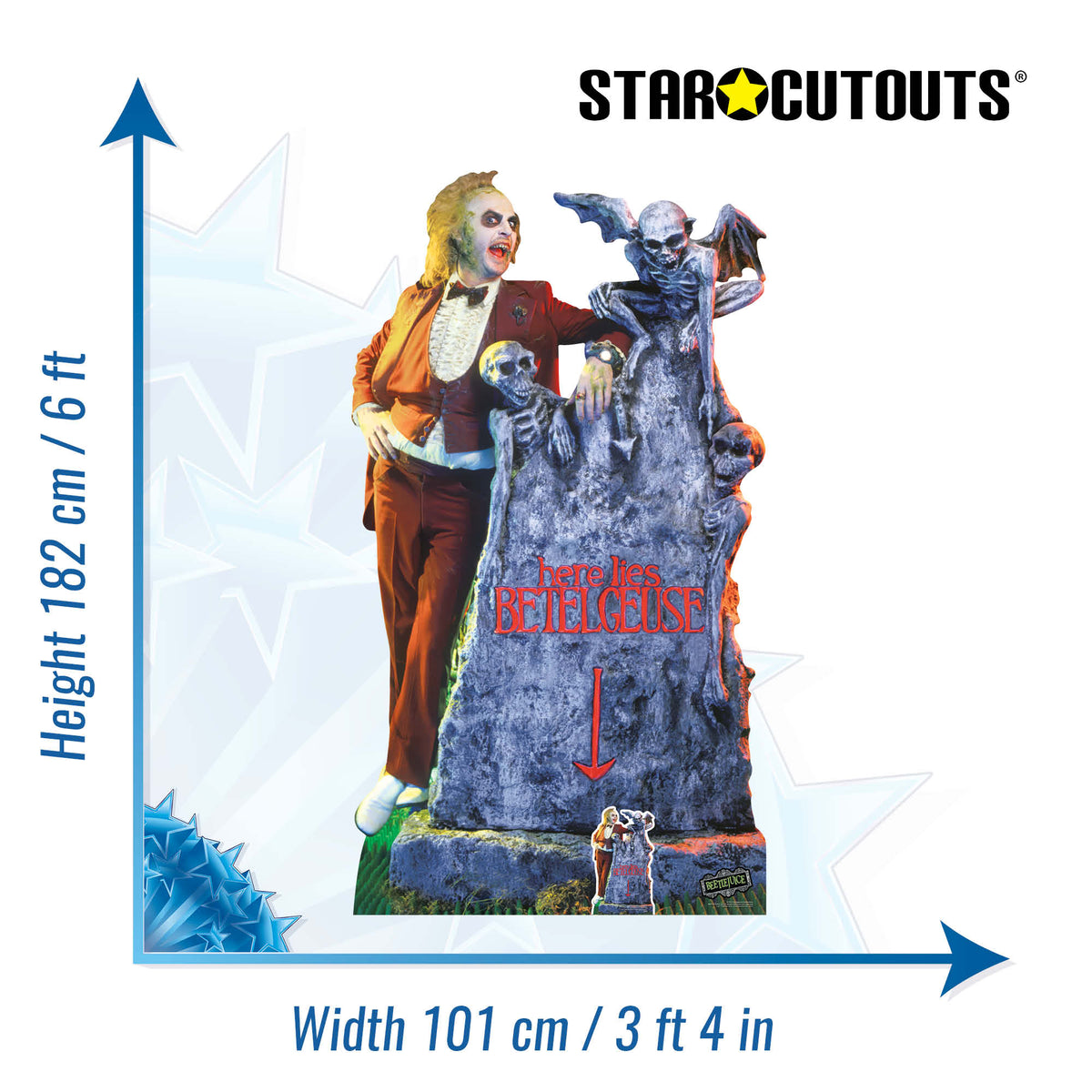SC4512 Beetlejuice Michael Keaton with Tombstone Cardboard Cut Out Height 182.00cm – product image 3