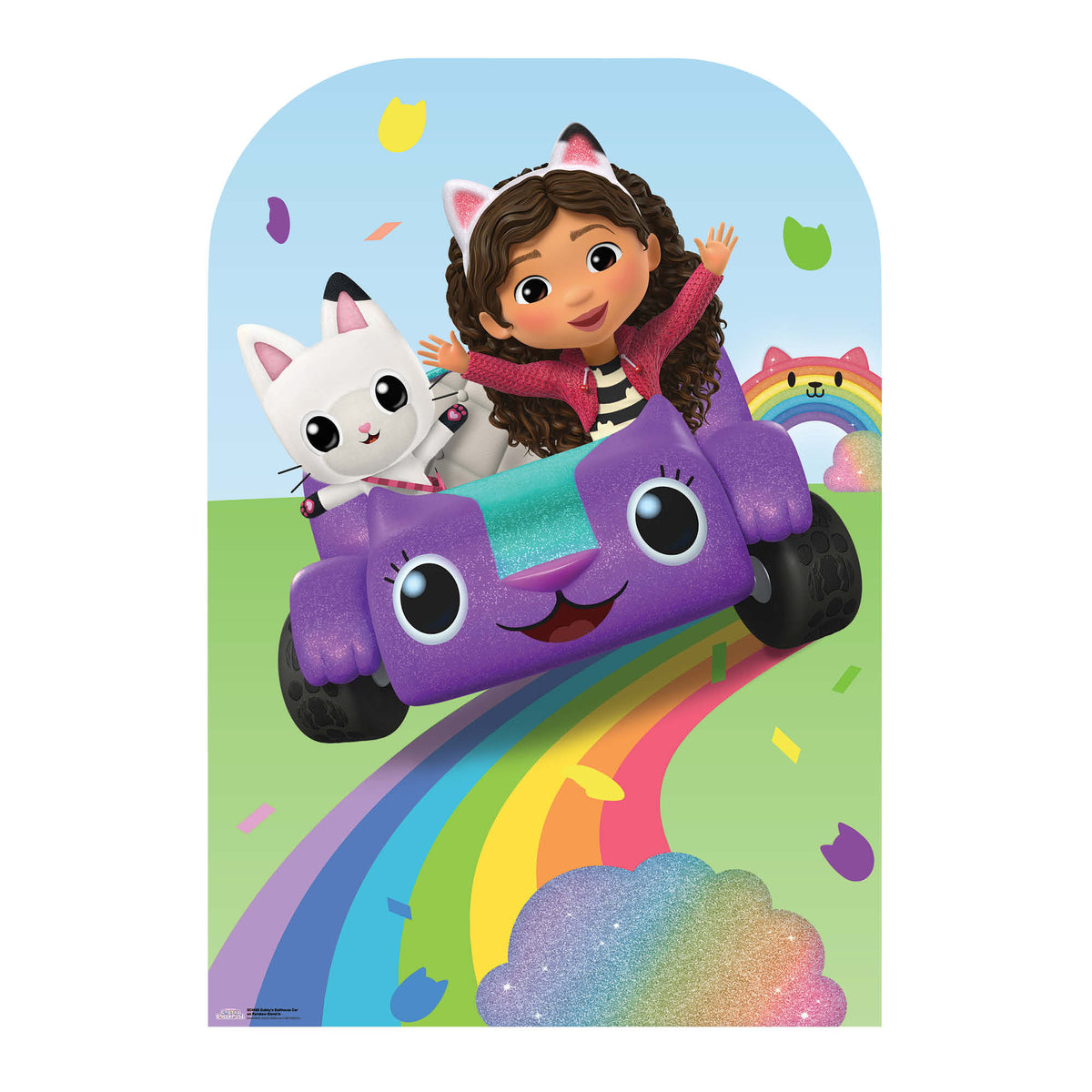 SC4566 Gabbys Dollhouse Carlita, Pandy Paws Driving on Rainbow Stand-In Cardboard Cut Out Height 131cm – product image 1