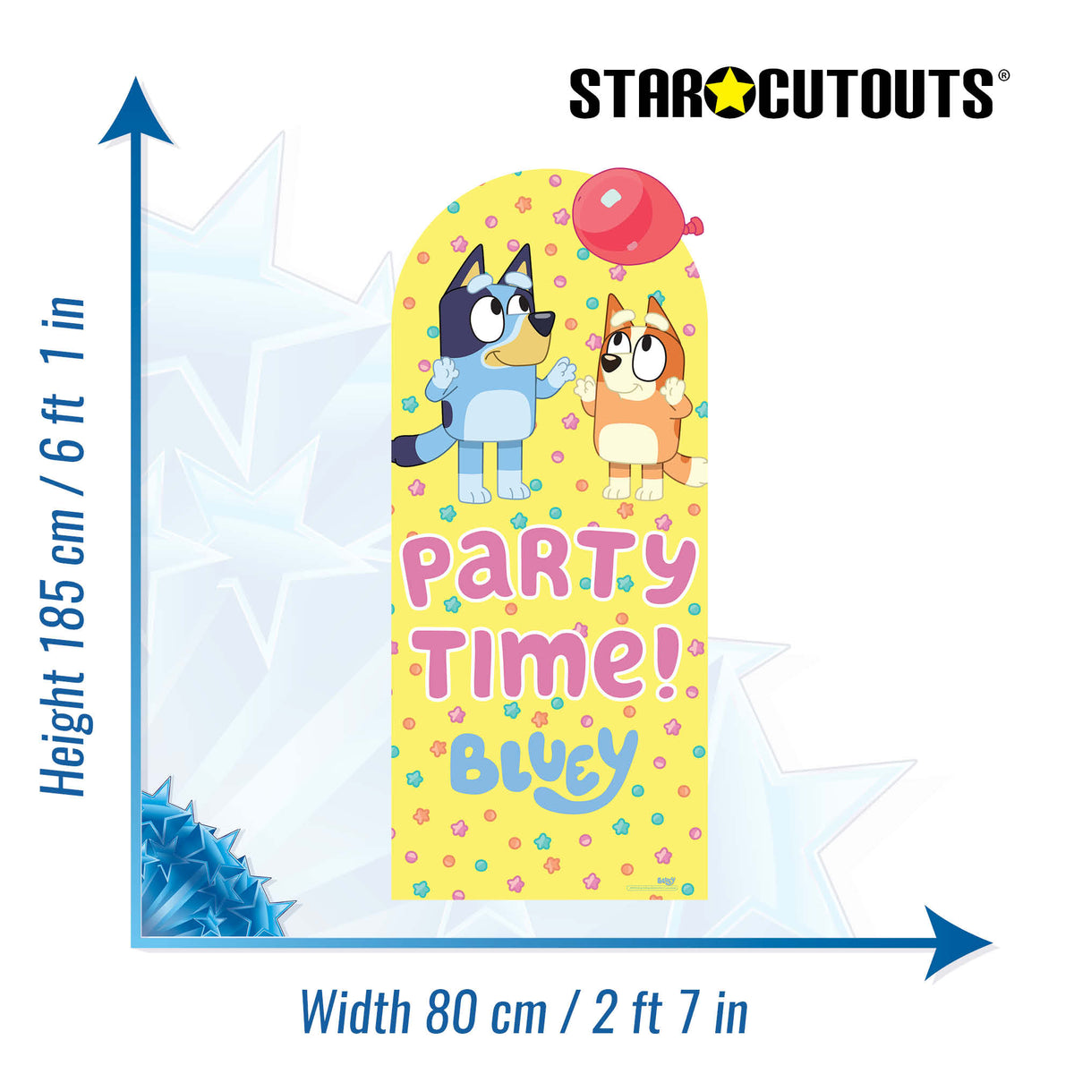 SC4573 Bluey and Bingo Balloon Party Time Large Backdrop Cardboard Cut Out Height 185cm – product image 4