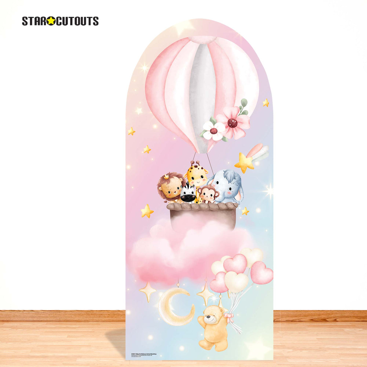 SC4611 Baby Air Balloons Animal Backdrop Cardboard Cut Out Height 185cm