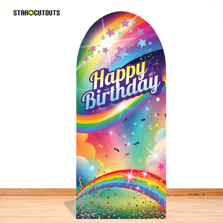 SC4615 Rainbow Birthday Backdrop Sailboard Cardboard Cut Out Height 185cm – product image 1