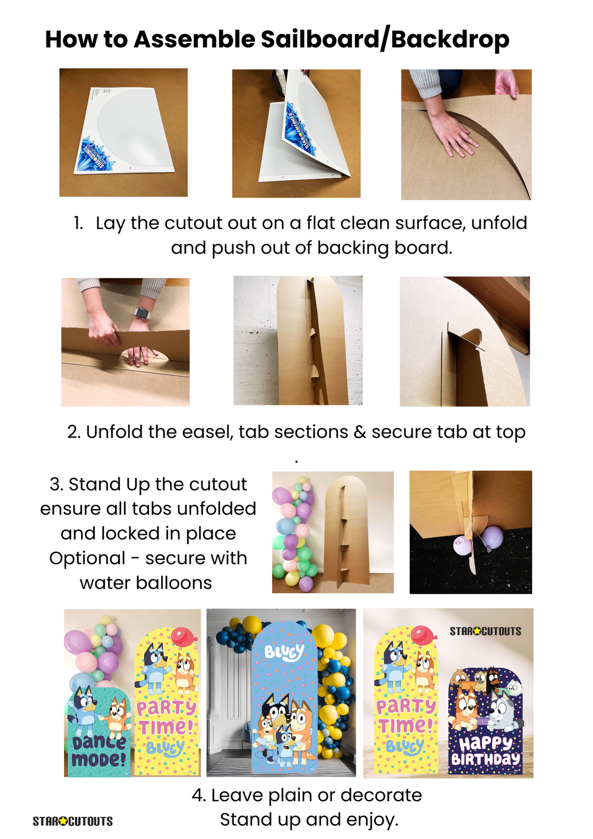 SC4573 Bluey and Bingo Balloon Party Time Large Backdrop Cardboard Cut Out Height 185cm – product image 5