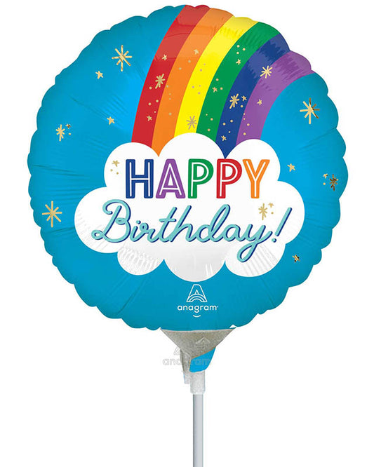 Satin Happy Birthday Rainbow Mini Air Fill Balloon - 9"