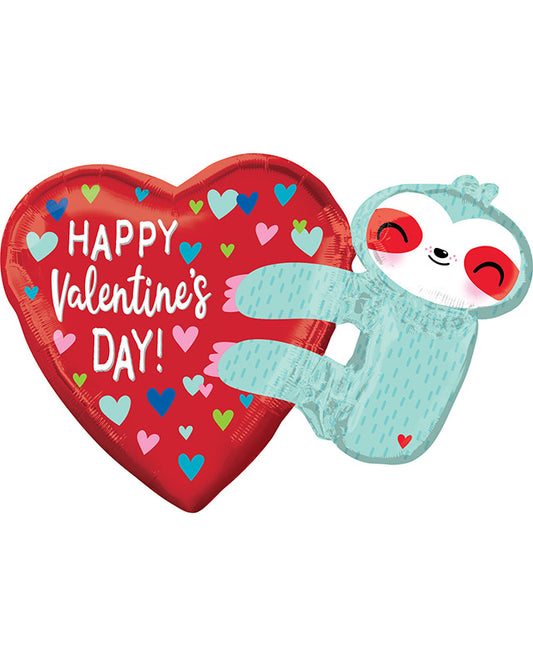 Happy Valentine's Day Sloth SuperShape Balloon - 30" Foil