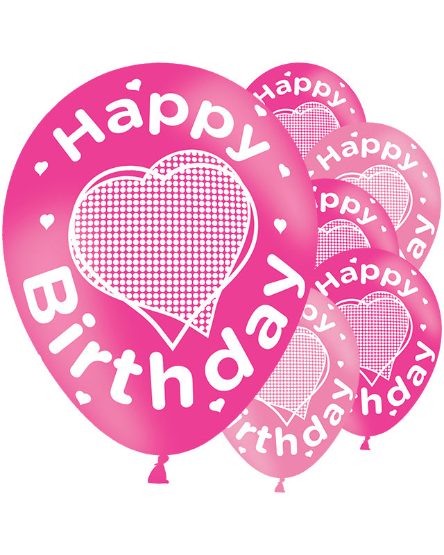 Happy Birthday Pink Balloons - 11'' Latex (6pk) – product image 1